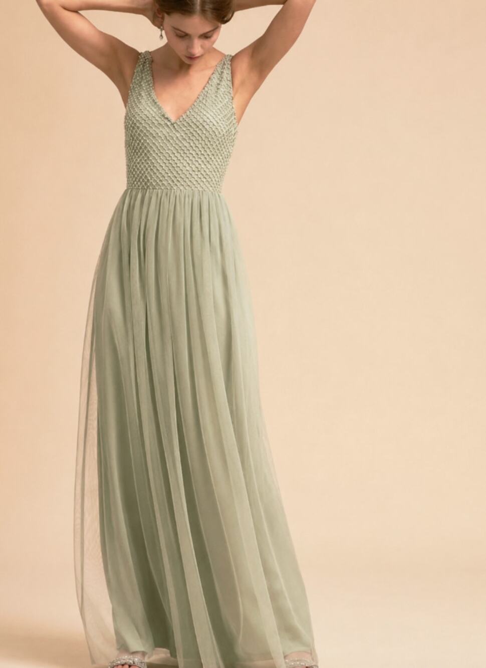 Adrianna Papell Sage Green Maxi Dress